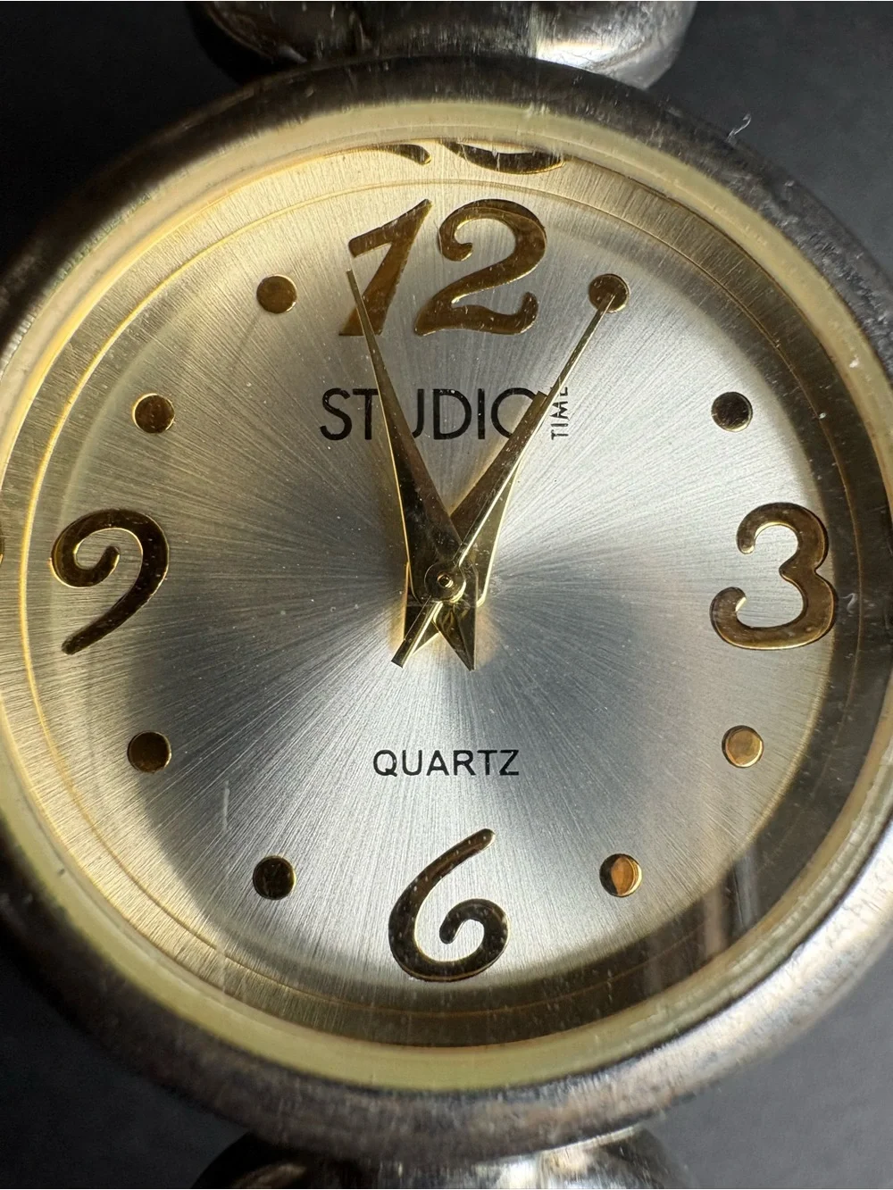 Studio Silver-Tone Women's Chain Link Watch - Silver/Gold Dial